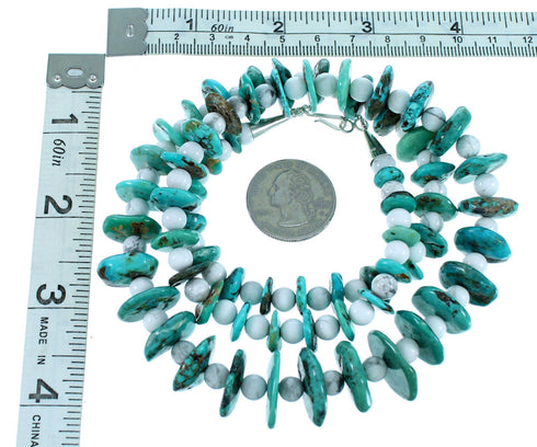 Turquoise Howlite Sterling Silver Navajo Bead Necklace RX112651